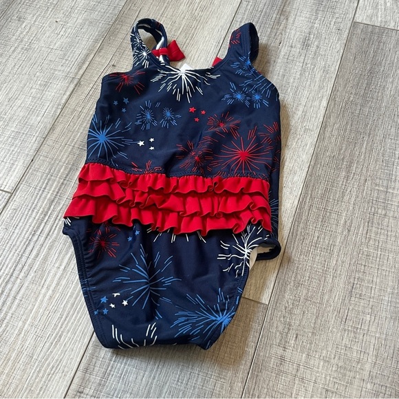 Hanna Andersson Firework Swimsuit - 18-24M - Patriotic One-Piece w/ Bows Beachy - Picture 5 of 10